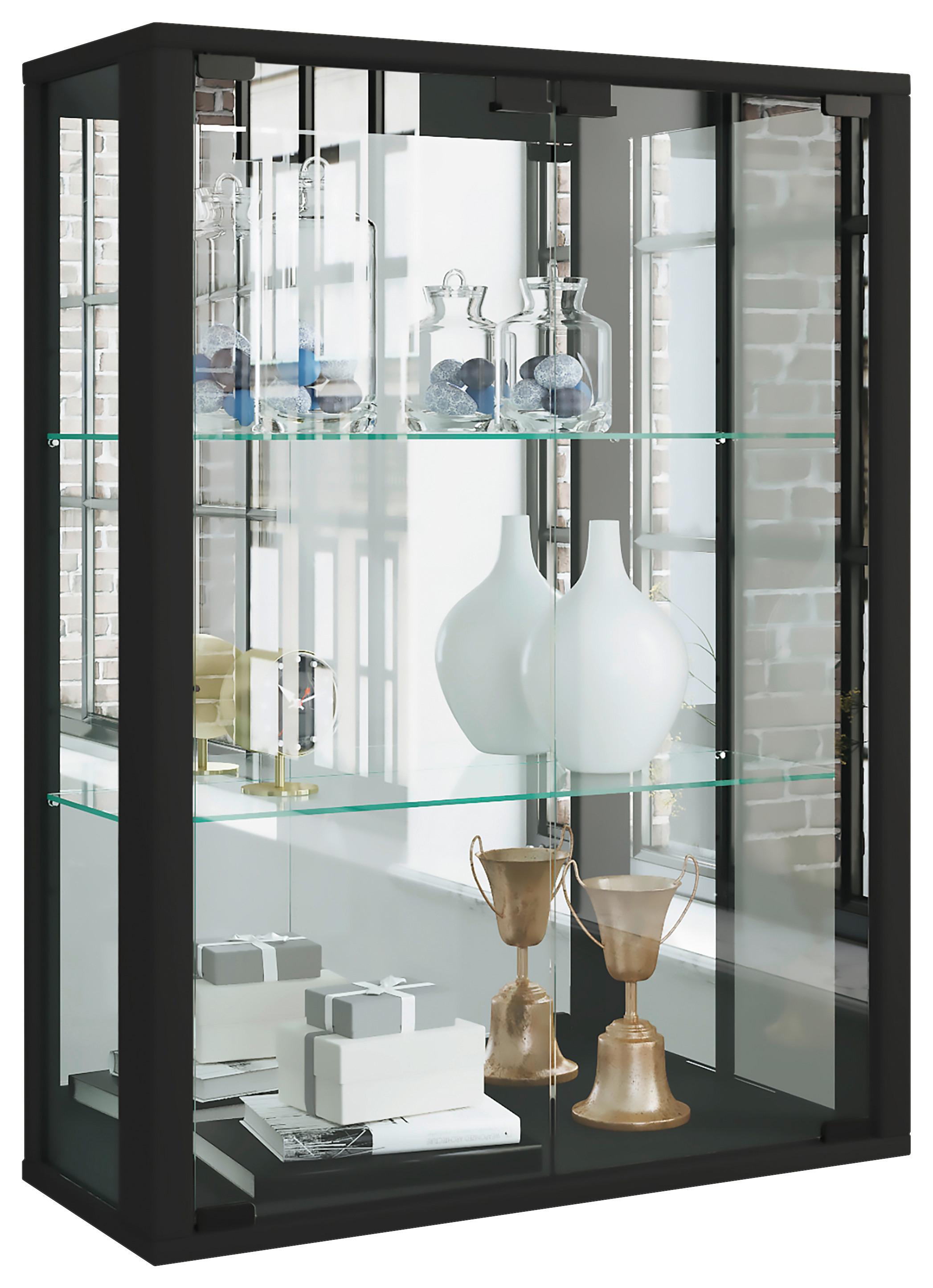 Hängevitrine Udina in Schwarz - Schwarz, MODERN, Glas/Holz (60/80/25cm) - MID.YOU