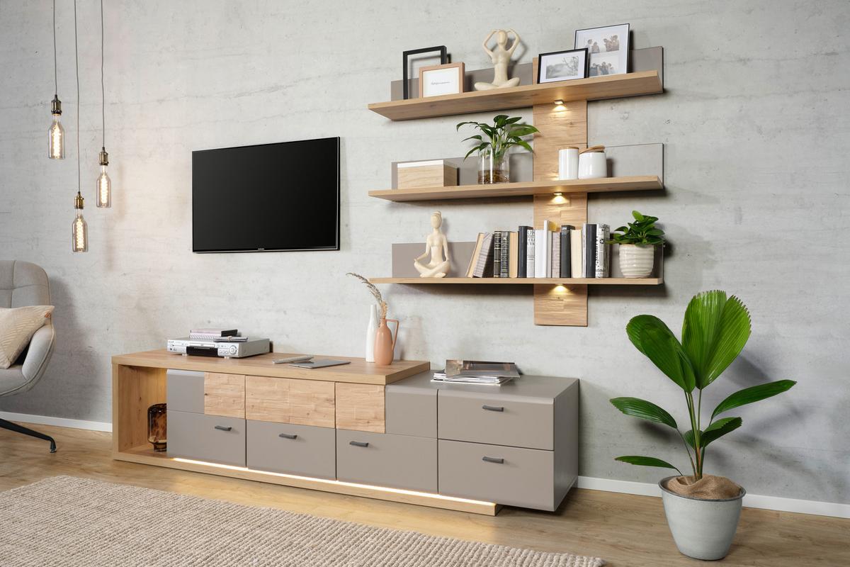 TV-Element Split One in Eichefarben - Eichefarben/Grau, MODERN, Holzwerkstoff (215/52/48cm) - Mömax