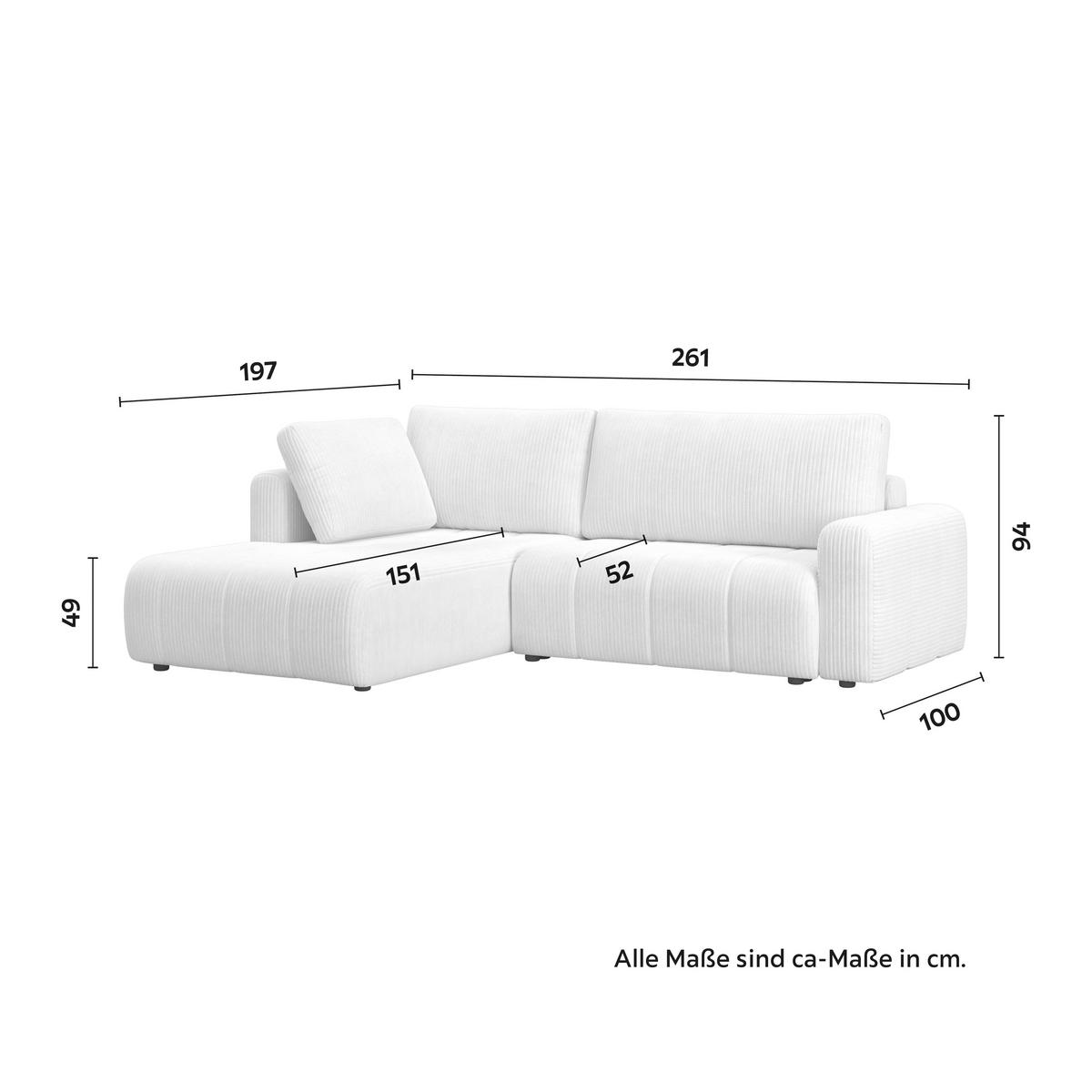 Canapea modulara GIA - alb, Modern, lemn/textil (261/94/197cm) - Bessagi Home