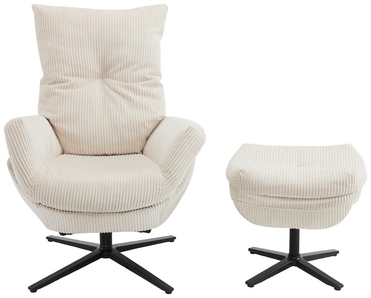 ZESTAW FOTELI RELAKSACYJNYCH WILSON - beżowy/czarny, Design, metal/tkanina (77/100/78cm) - Carryhome