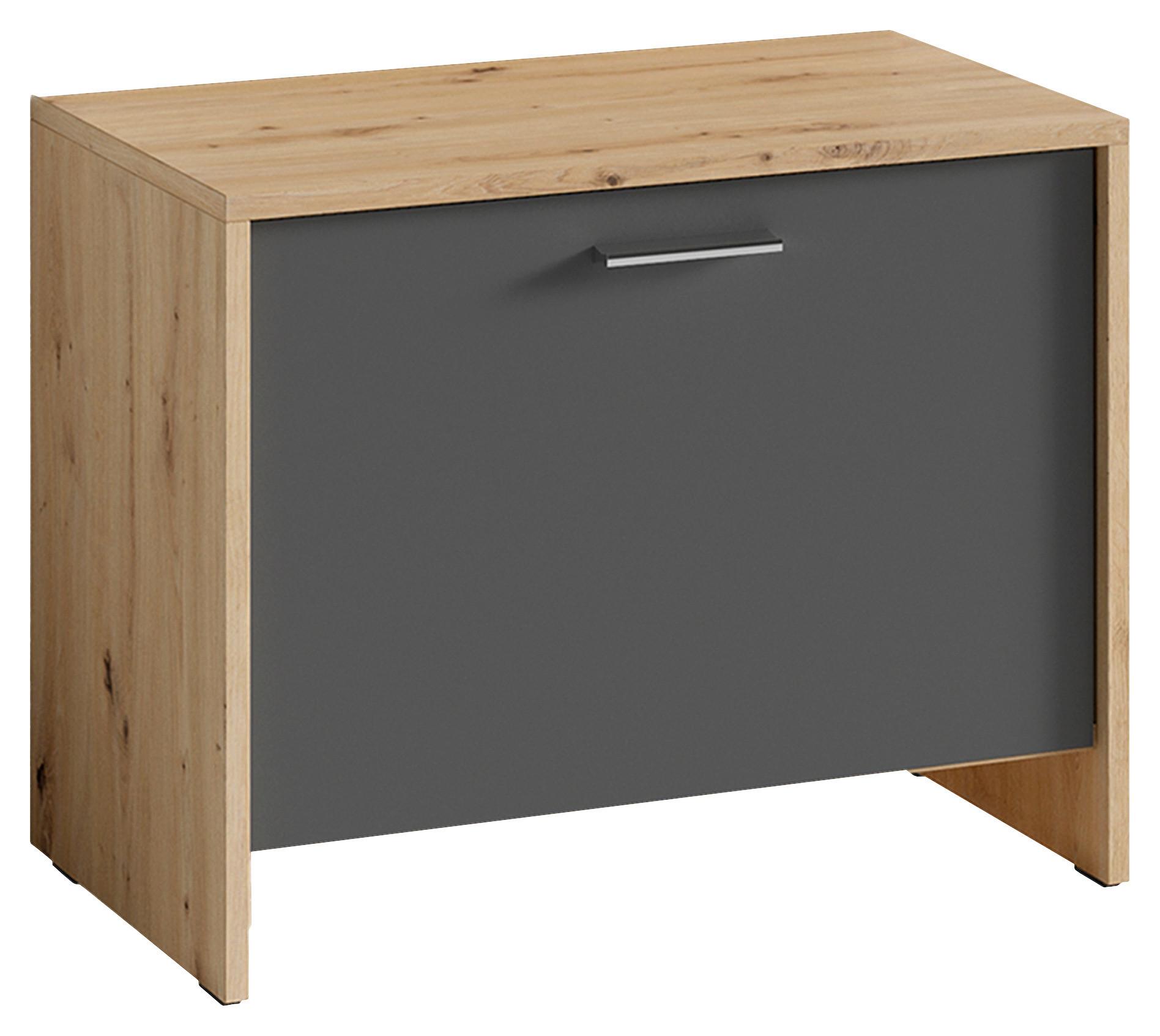 Garderobenbank Ben Eiche Artisan/Anthrazit - Anthrazit/Silberfarben, MODERN, Holzwerkstoff/Kunststoff (60/48/35cm) - MID.YOU