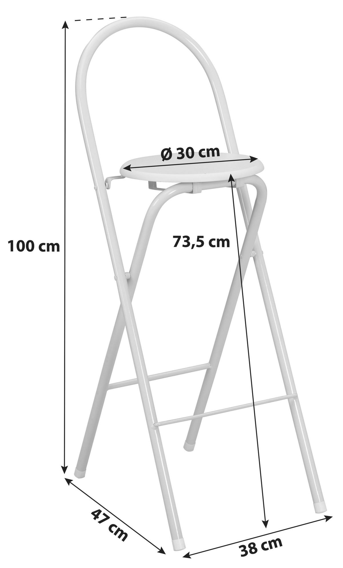Zložljiv Stol Liane 2, Bela - bela, Moderno, kovina/umetna masa (38/100/47cm)