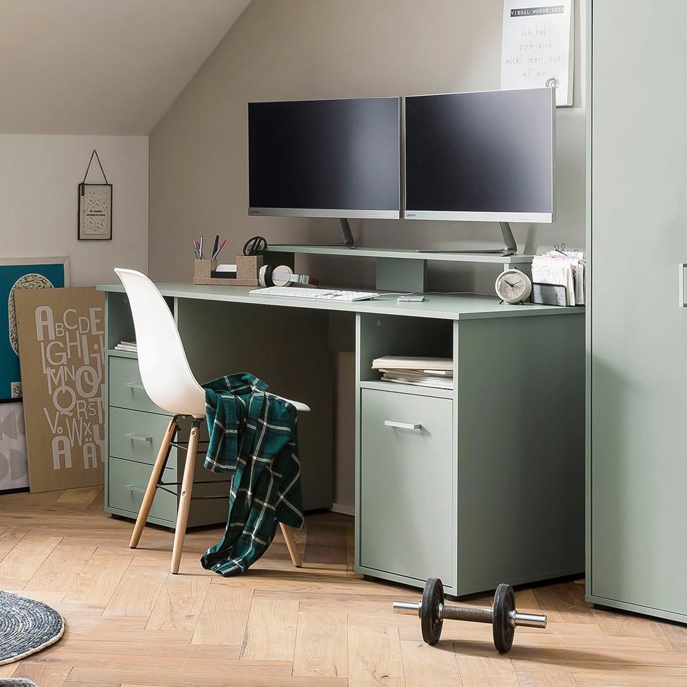 Schreibtisch Niels 1500 Petrol - Silberfarben/Petrol, MODERN, Holzwerkstoff/Kunststoff (150/70/70cm) - MID.YOU
