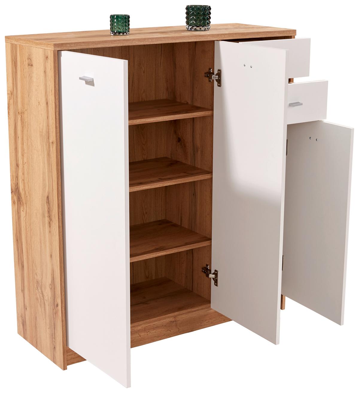 Comodă 4 You New - alb/culoare lemn stejar, Modern, material pe bază de lemn (109,1/111,4/34,6cm) - Modern Living