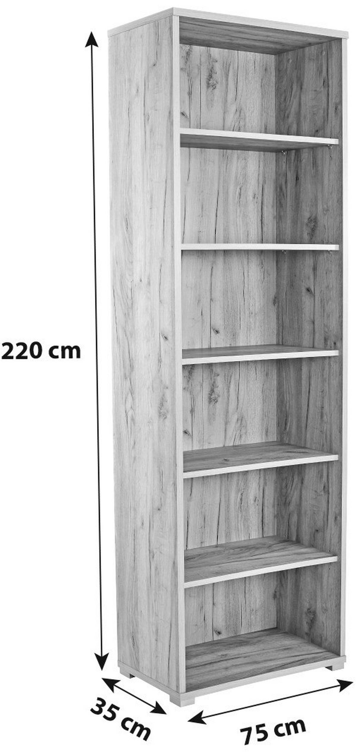Raft pentru documente Profi - culoare lemn stejar, Modern, material pe bază de lemn (75/220/35cm) - Modern Living