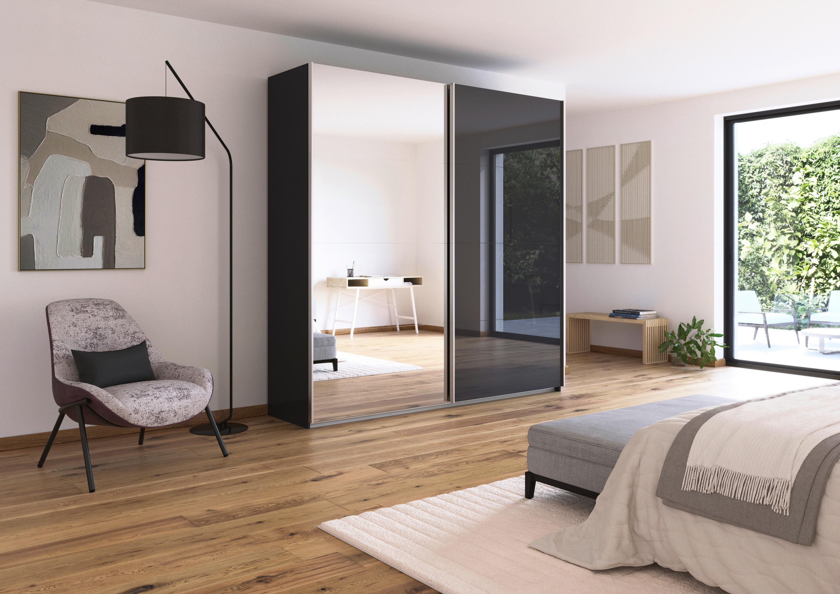 DULAP USI CULISANTE FELDKIRCH - argintiu/antracit, Modern, sticlă/material pe bază de lemn (225/229/62cm)