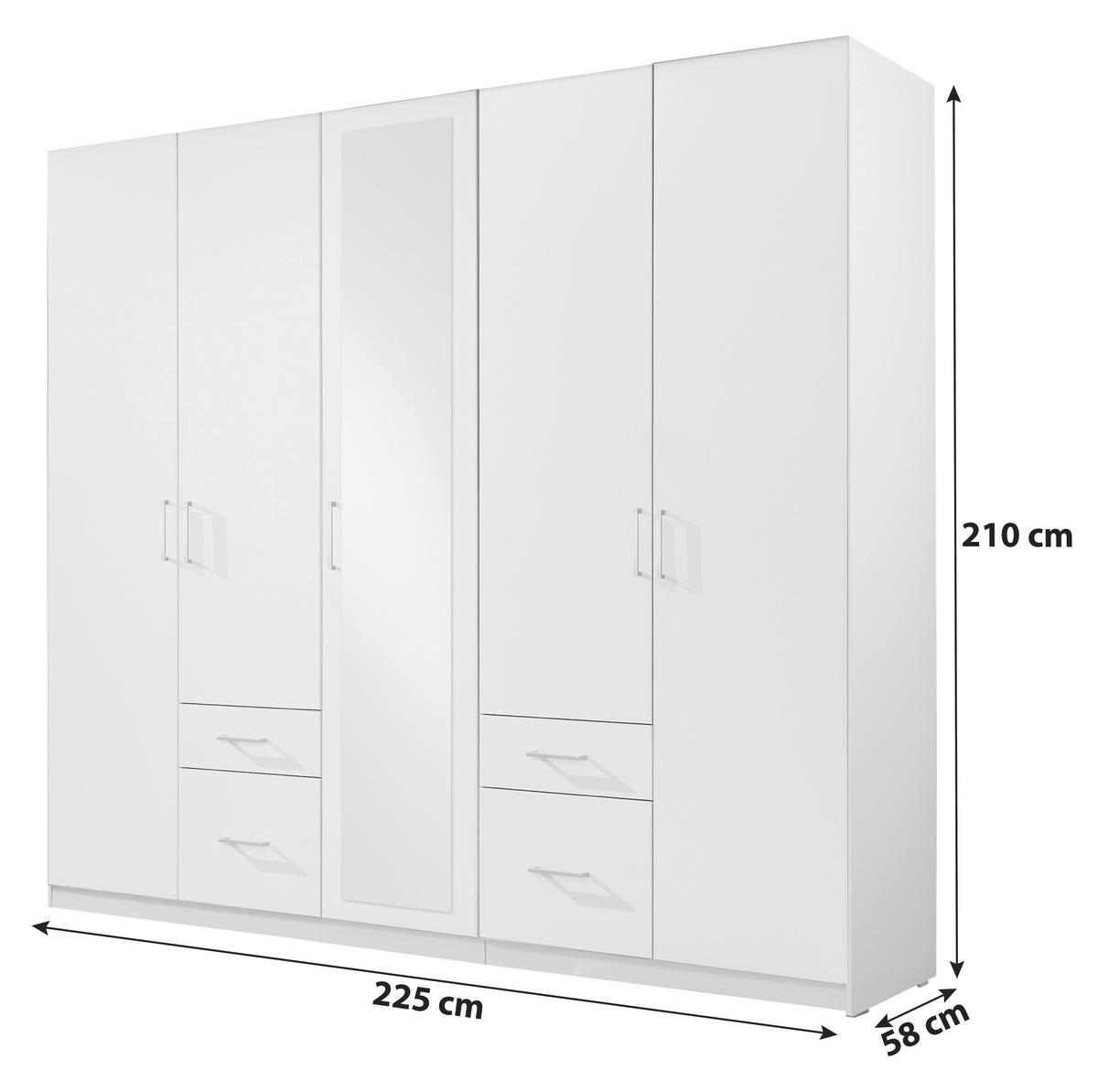 Ormar S Klasičnm Vratima Freiburg - bijela/srebrne boje, Design, staklo/drvni materijal (225/210/58cm) - Modern Living