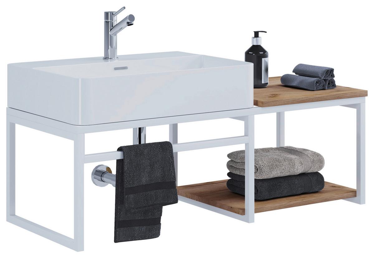 WASCHTISCHKOMBI 2-TLG. WASCHPLATZ "BITILA 100" - Honigeiche/Weiss, Modern, Keramik/Holzwerkstoff (100cm) - MID.YOU