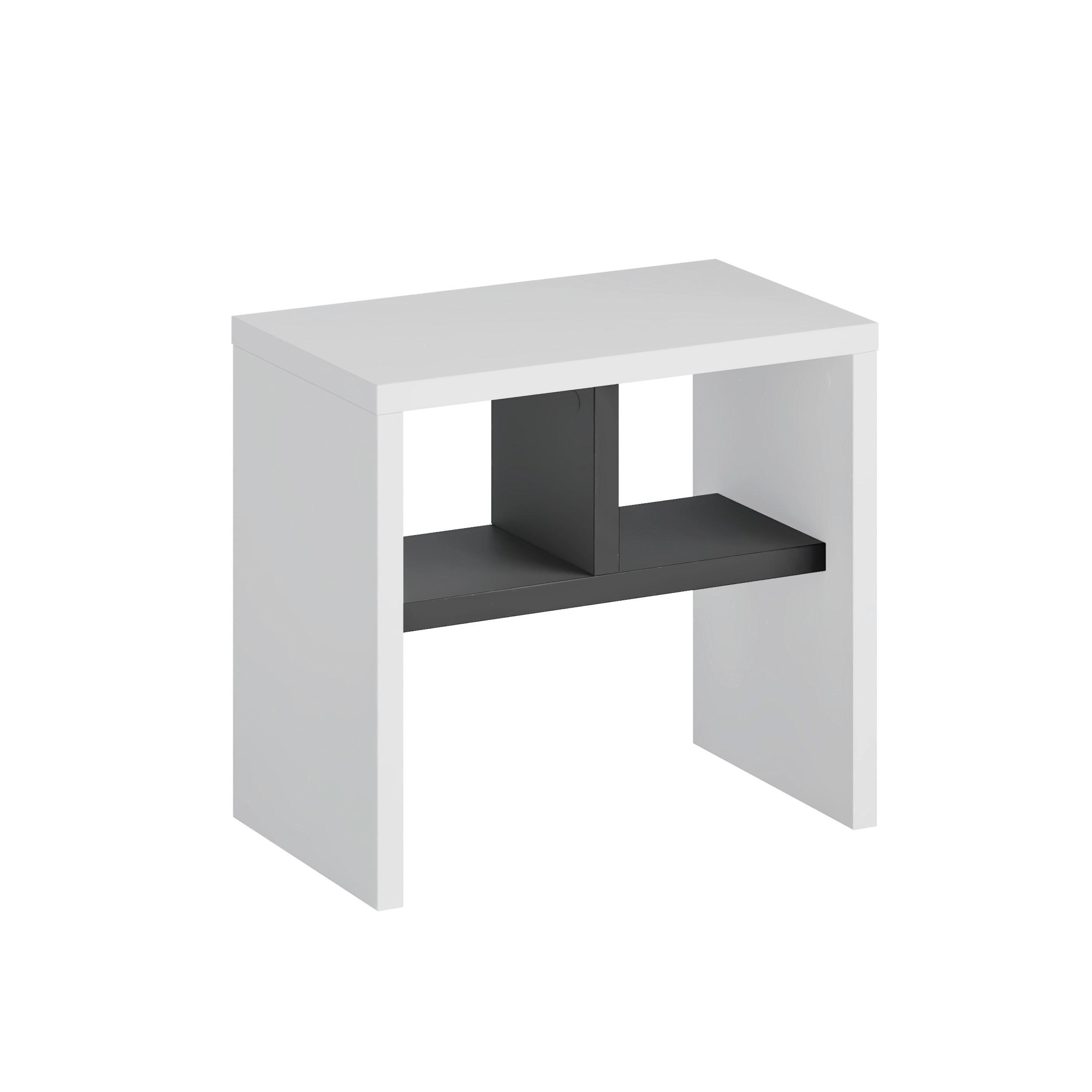 Beistelltisch Komoti ca. 50x45x30 cm Weiß/Anthrazit - Anthrazit/Weiß, Design, Holzwerkstoff (50/29,5/45cm) - Livetastic