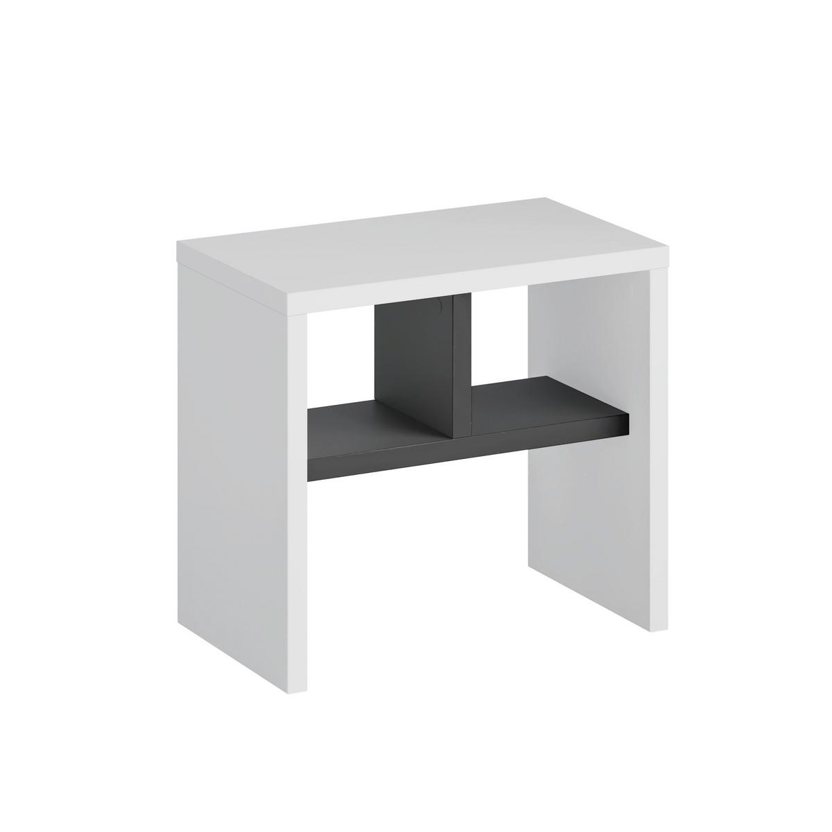 Beistelltisch Komoti ca. 50x45x30 cm Weiß/Anthrazit - Anthrazit/Weiß, Design, Holzwerkstoff (50/29,5/45cm) - Livetastic