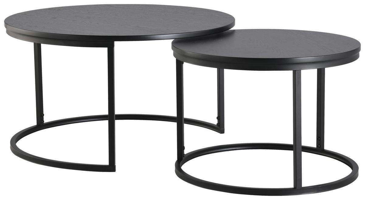 ZESTAW STOLIKÓW KAWOWYCH CORINNA - czarny, Design, materiał drewnopochodny/metal (80/60/45/42/80/60cm) - MID.YOU