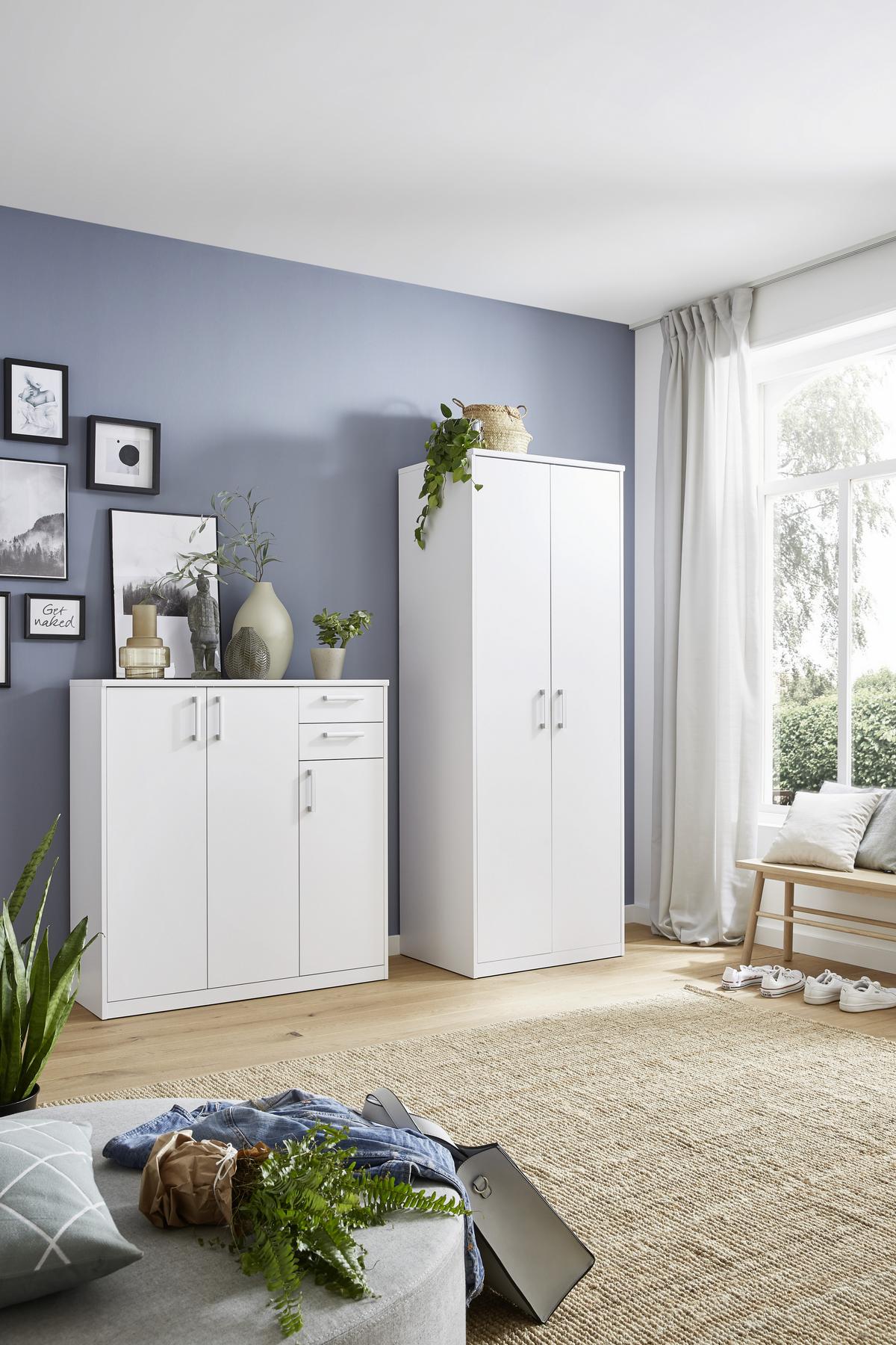 SZAFKA UNIWERSALNA EASY - kolor srebrny/biały, Basics, materiał drewnopochodny/tworzywo sztuczne (72/194/36cm) - Xora