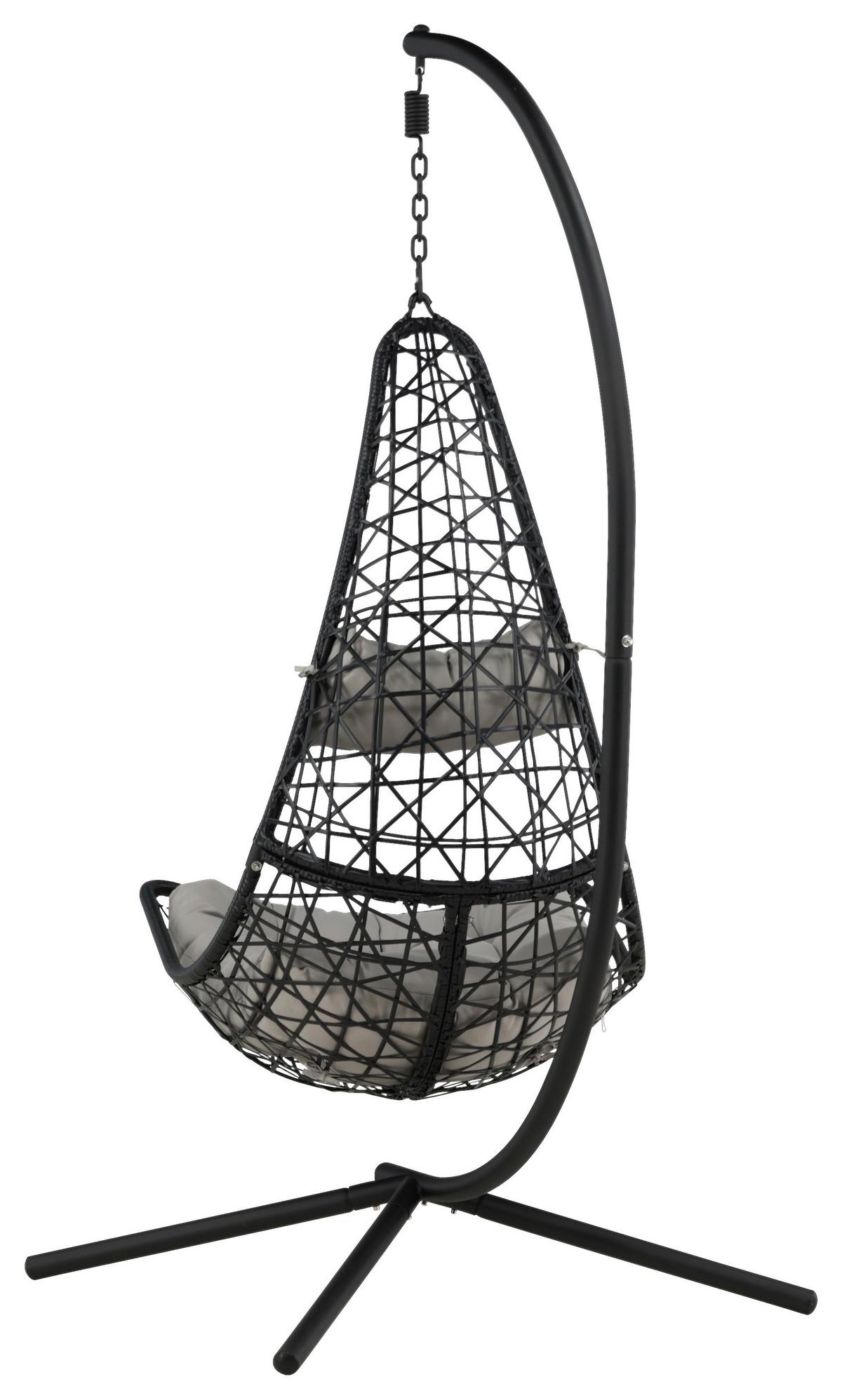 Hängestuhl Edinburgh ca. 132x205 cm Grau/Schwarz - Schwarz/Grau, KONVENTIONELL, Kunststoff (132/205/130cm) - Gardenson