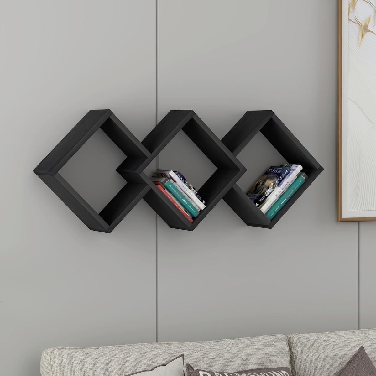 WANDREGAL GALAXY WANDREGAL - Schwarz, Design, Holzwerkstoff (102/42/20cm) - Livetastic