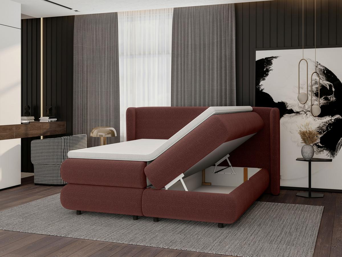 Boxspring Krevet Elodie - crvena/crna, Konvencionalno, tekstil/plastika (160/200cm) - Premium Living