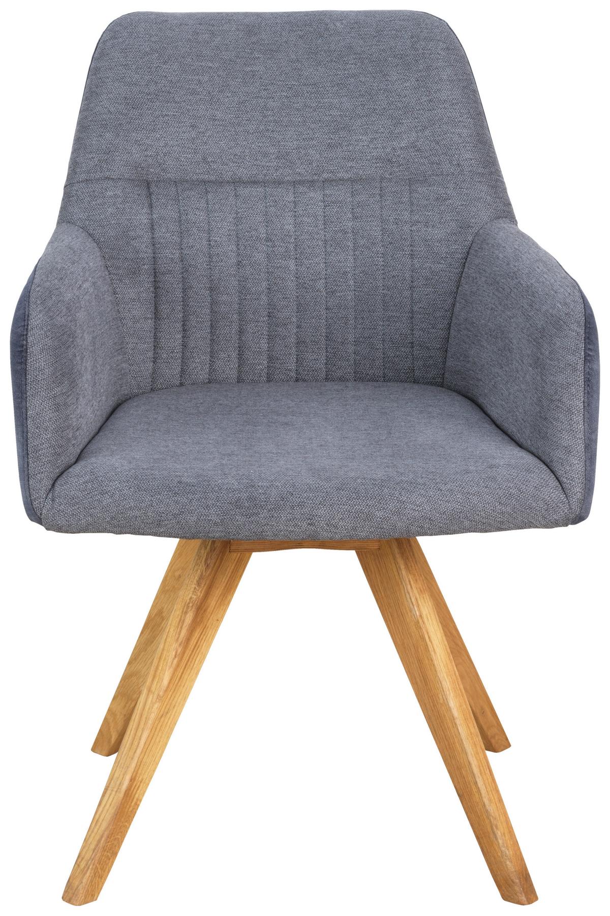 KRZESŁO Z PODŁOKIETNIKAMI VERONA - kolor dębowy/ciemnoszary, Konventionell, drewno/tkanina (61/88/69cm) - Linea Natura