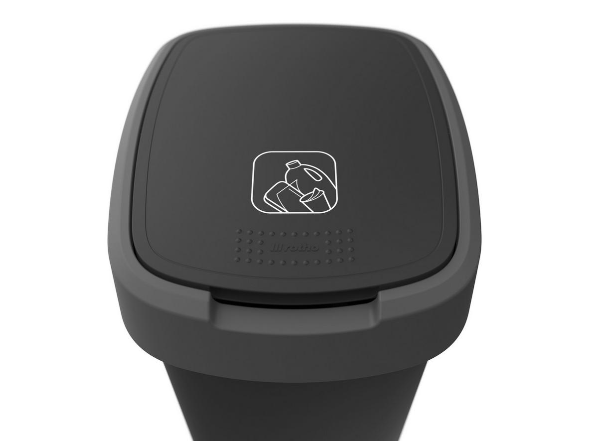 KOSZ NA ODPADY 1754308850 - czarny/ciemnoszary, Basics, tworzywo sztuczne (24,8/18,1/33cm) - Rotho