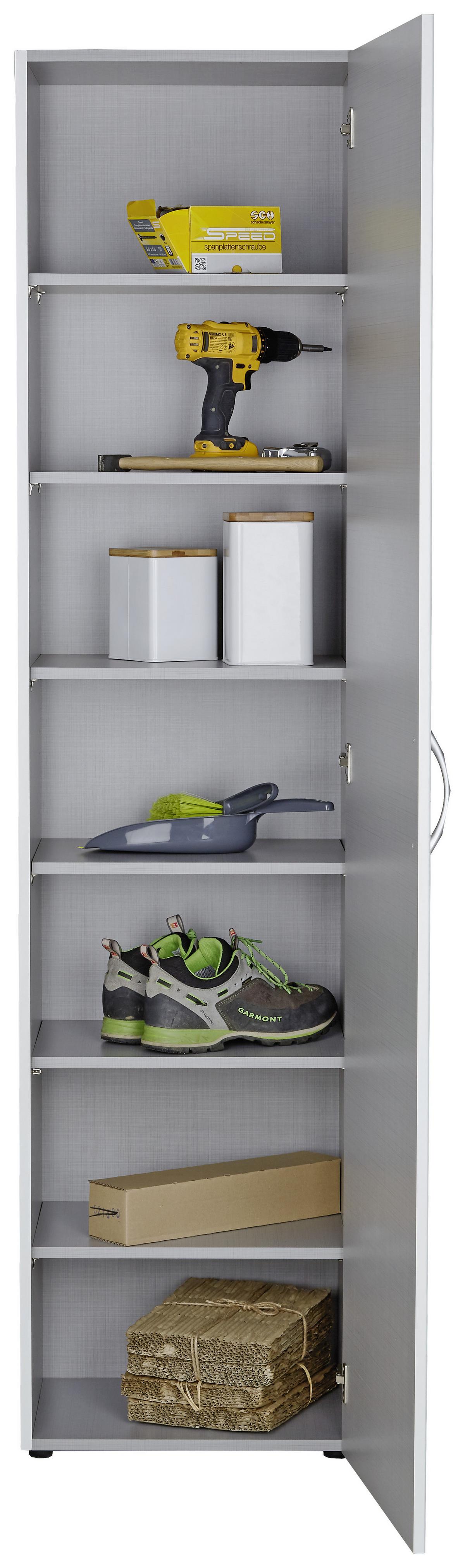 Večnamenska Omara Mrk, Bela - bela/barve aluminija, Konvencionalno, umetna masa/leseni material (45/185/40cm) - Mömax