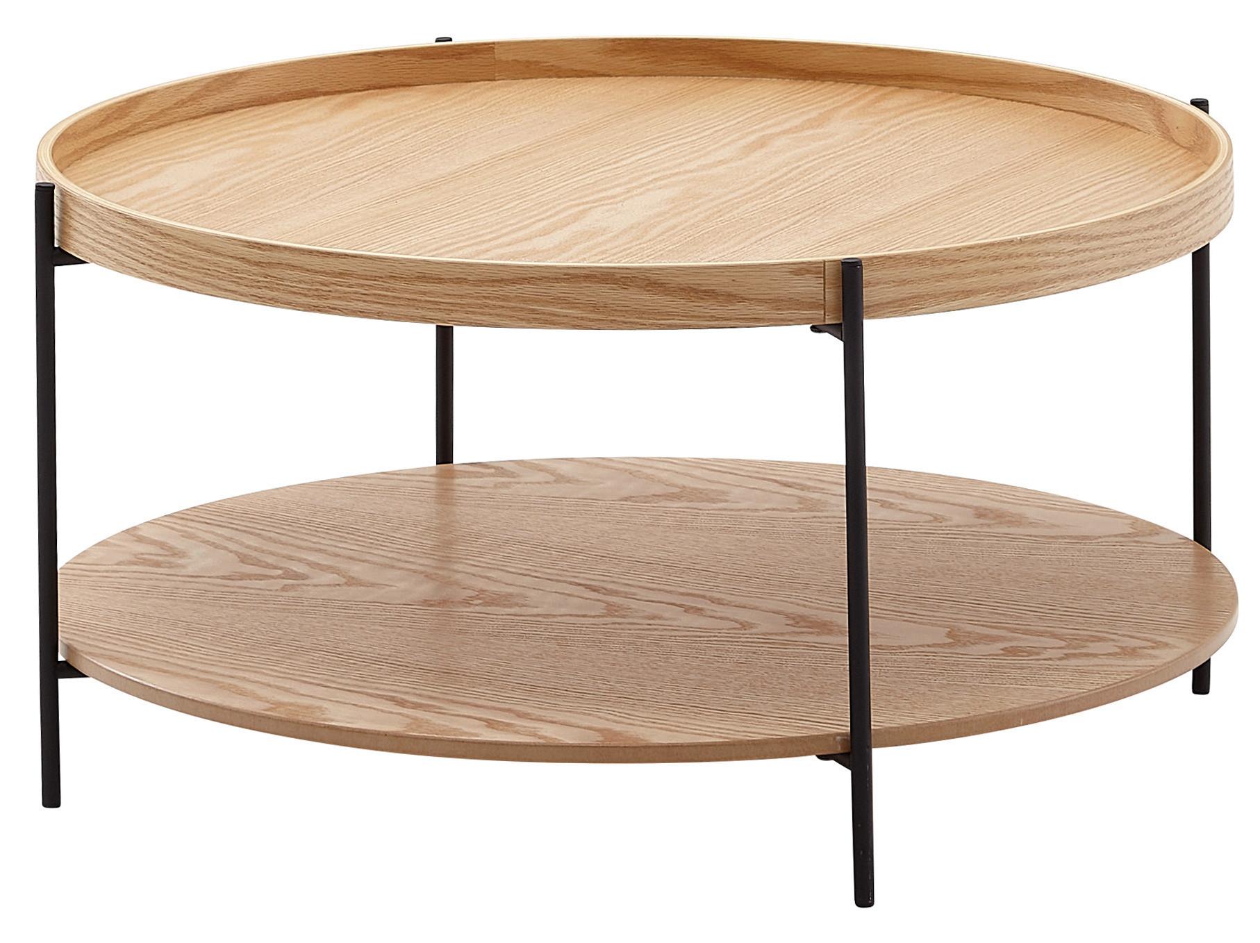 Couchtisch Braun/Schwarz rund Ø 78 cm, inkl. Stauraum - Schwarz/Braun, MODERN, Holzwerkstoff/Metall (78/78/40cm) - MID.YOU