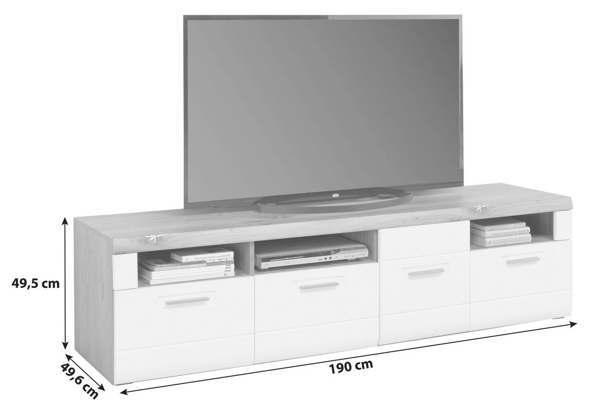 COMODĂ TV AURIS - alb, Modern, material pe bază de lemn (190/49,5/49,6cm) - Modern Living
