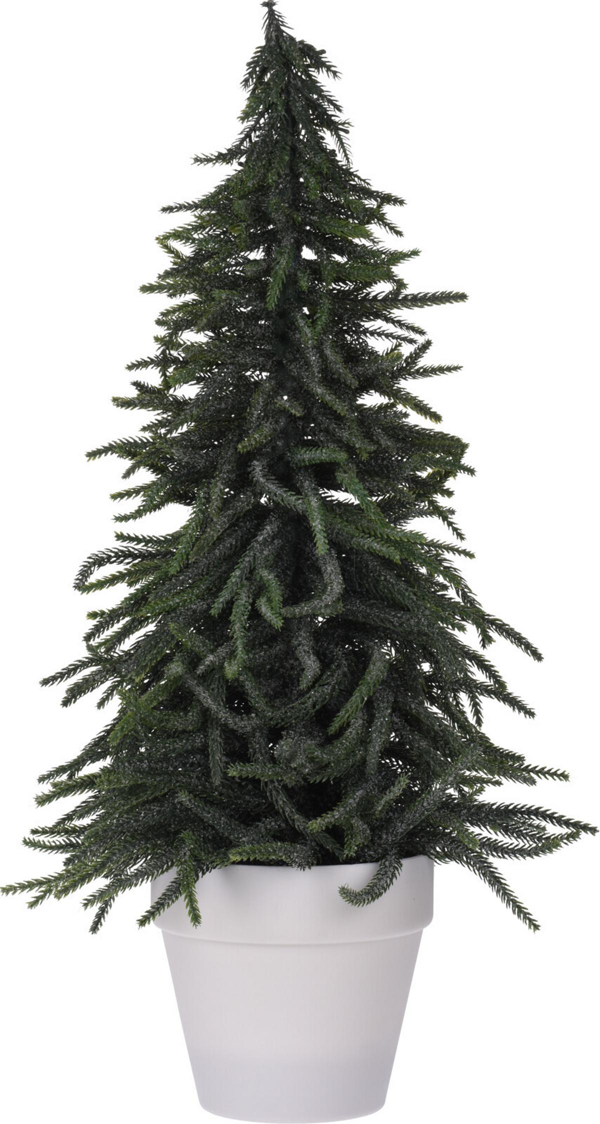 Dekor Műfenyő X-Mas Tree - sötétzöld/fehér, Natur, műanyag (58cm)
