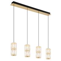 LED-HÄNGELEUCHTE 16051-4 - Goldfarben/Schwarz, Design, Glas/Kunststoff (84.5/9.5/150cm) - Globo