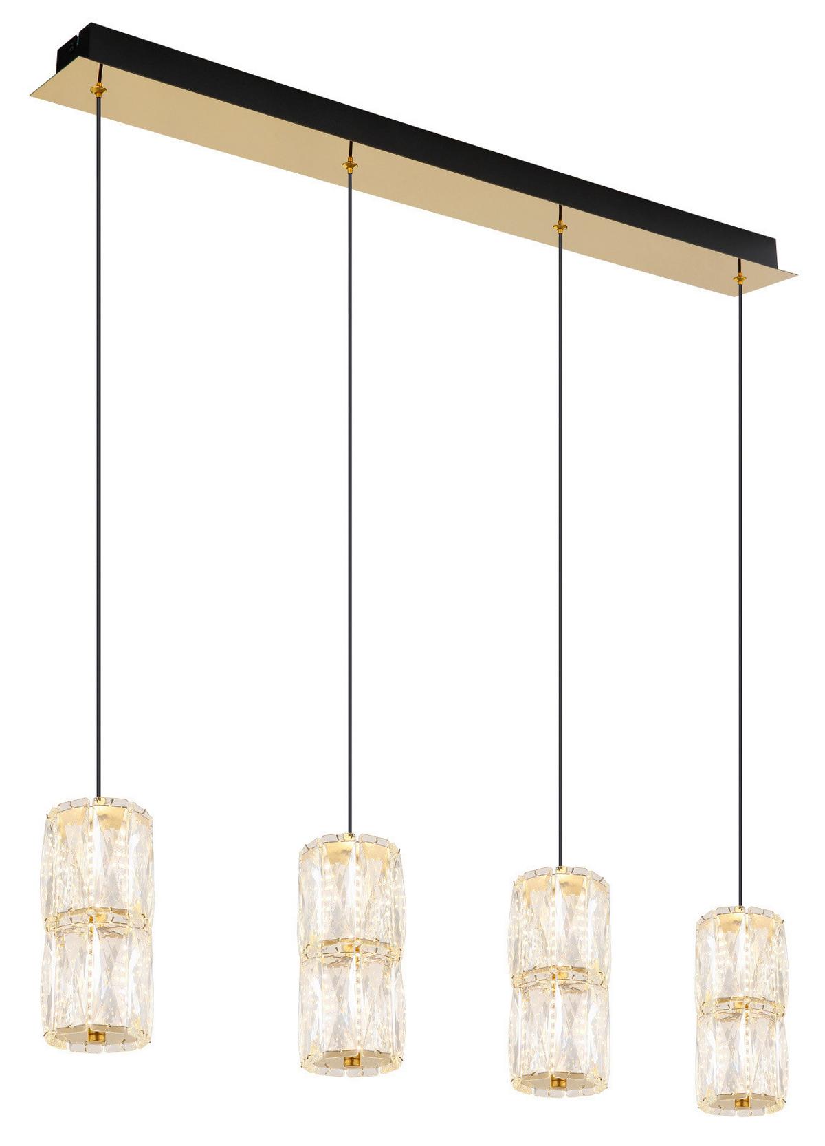 LED-HÄNGELEUCHTE 16051-4 - Goldfarben/Schwarz, Design, Glas/Kunststoff (84.5/9.5/150cm) - Globo