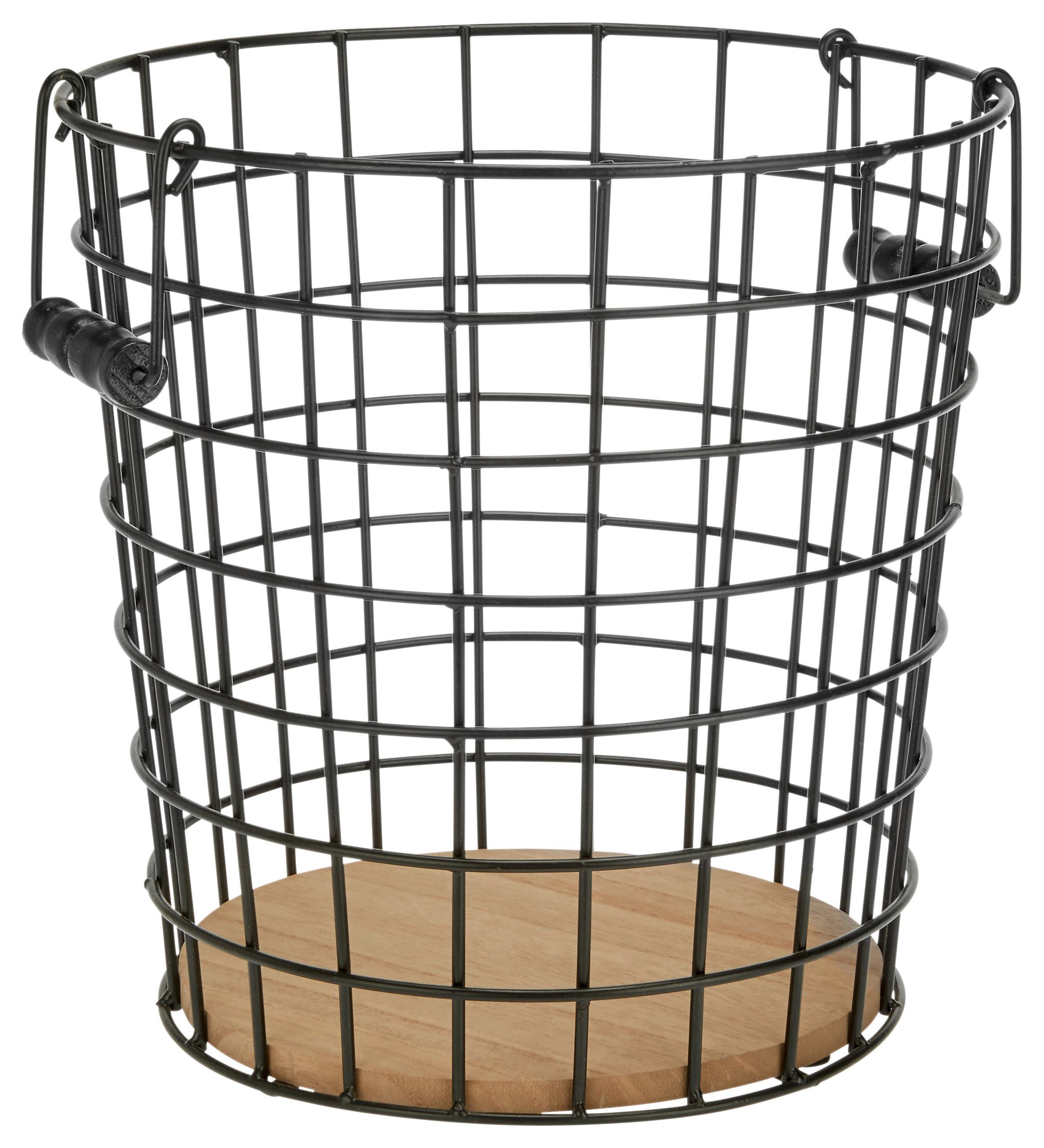 Papierkorb Cage Braun/Schwarz - Schwarz, LIFESTYLE, Holz/Metall (30/30/32cm) - Mömax