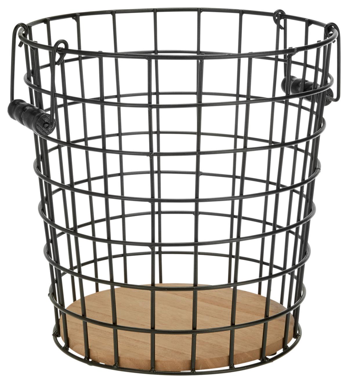 Papierkorb Cage Braun/Schwarz - Schwarz, LIFESTYLE, Holz/Metall (30/30/32cm) - Mömax