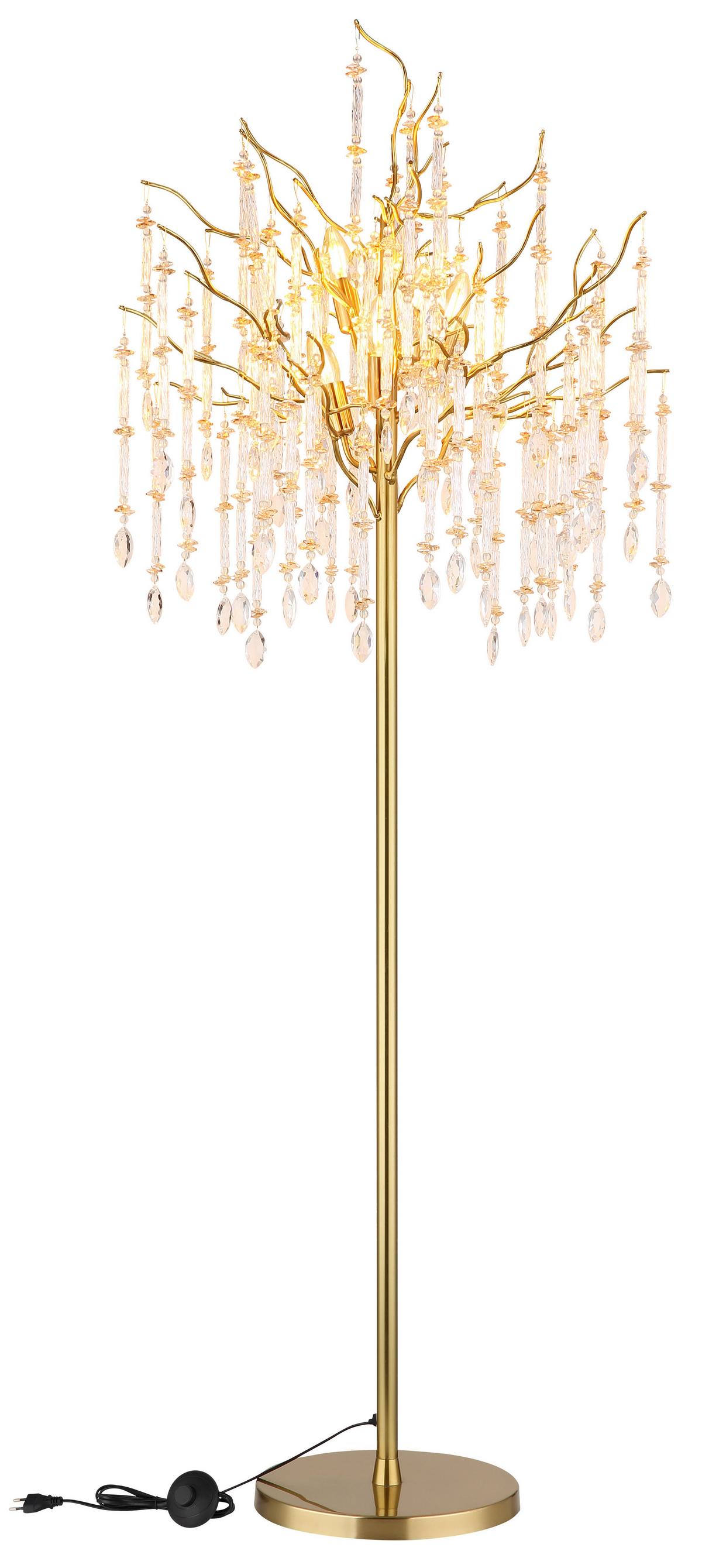 Podna Svjetiljka Gloria - prozirno/zlatne boje, Konvencionalno, staklo/metal (55/165cm) - Globo