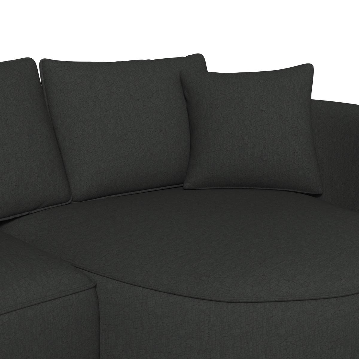 Wohnlandschaft Nilas Schwarz Chenille mit Hocker - Schwarz, MODERN, Holz/Textil (322/80/154cm) - Bessagi Home