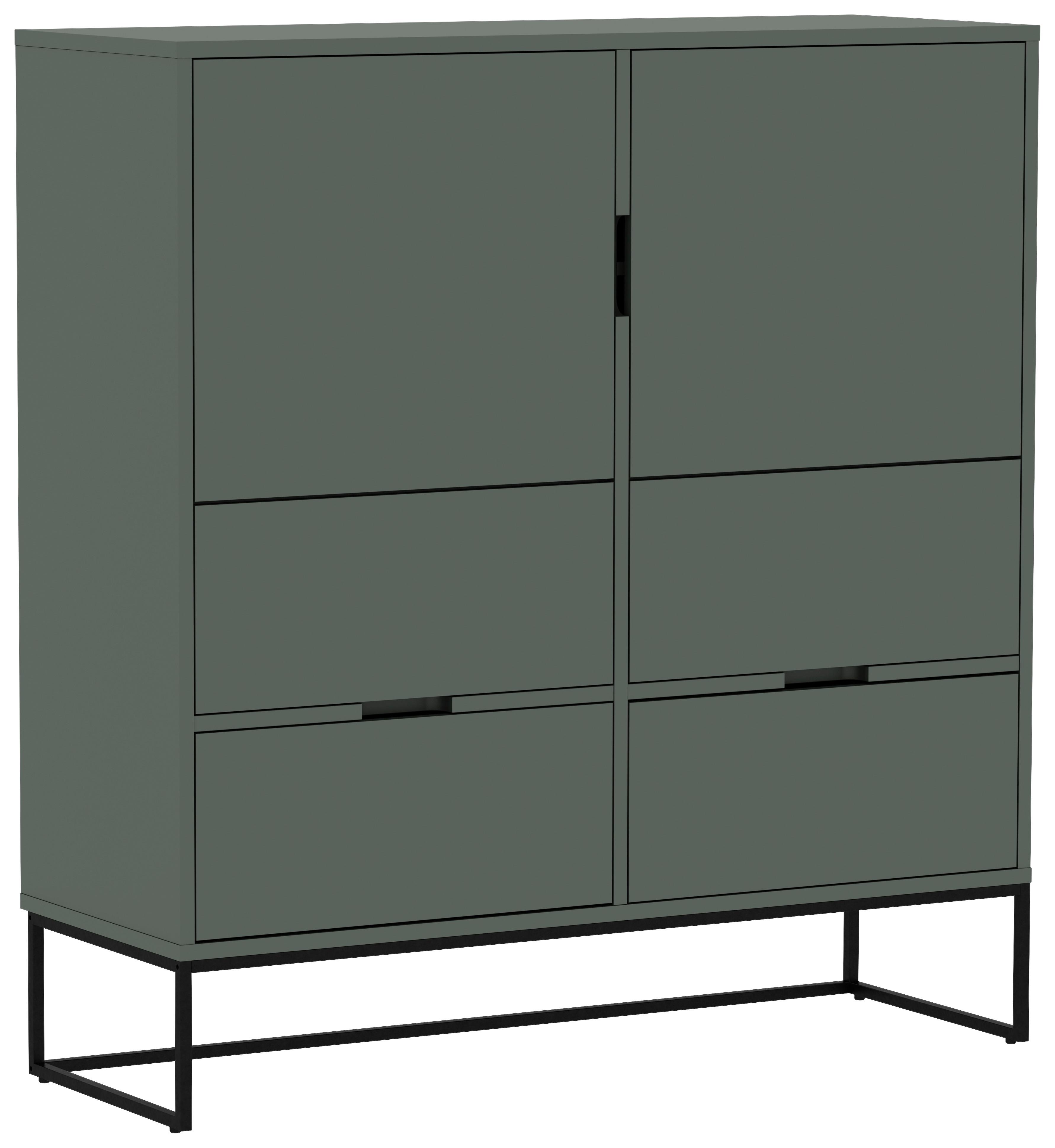 KOMODA WYSOKA LIPP - LOMOCO - - czarny/ciemnozielony, Design, materiał drewnopochodny/metal (118/127/43cm) - Lomoco