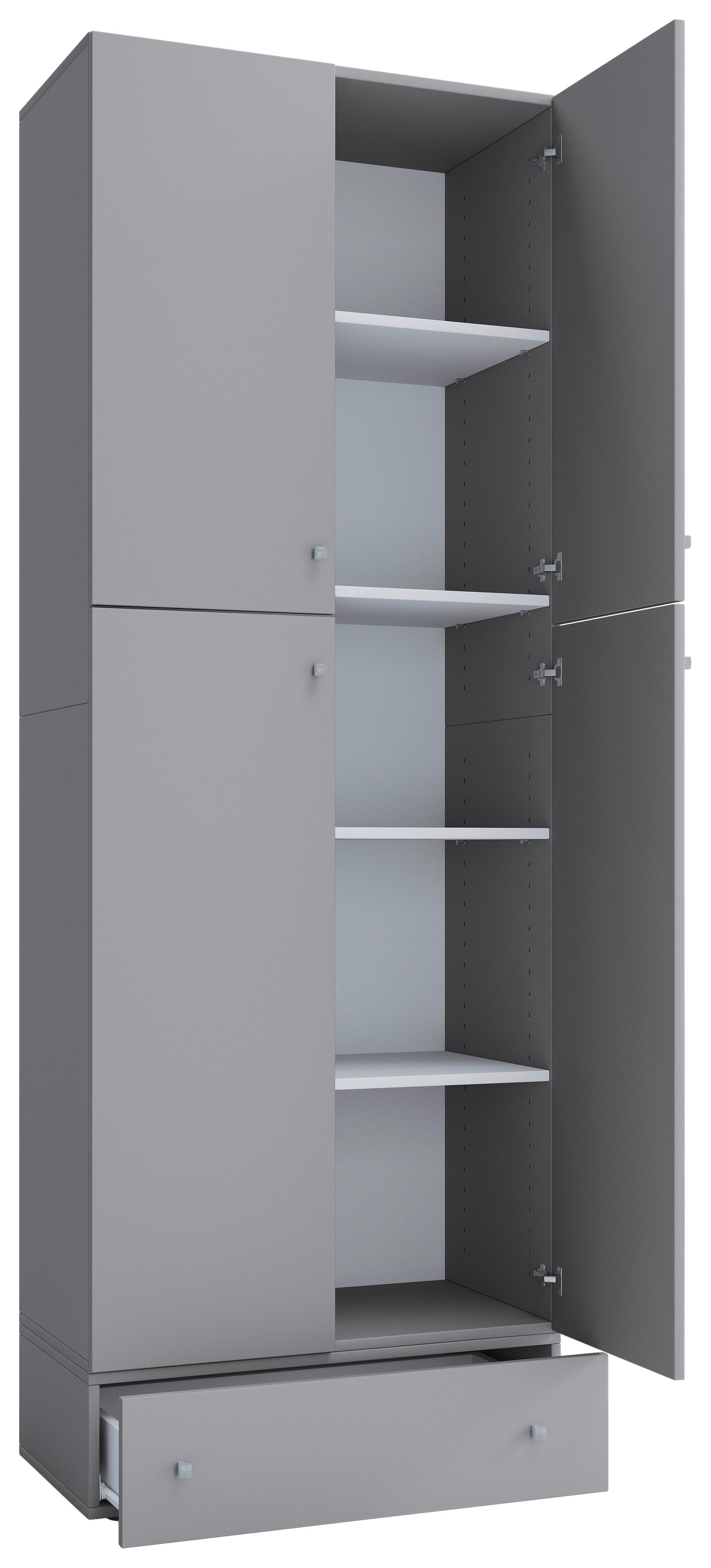 Schuhschrank Lona XXL ca.70x200x39cm Grau - Schwarz/Grau, KONVENTIONELL, Holzwerkstoff/Kunststoff (70/200/39cm) - MID.YOU