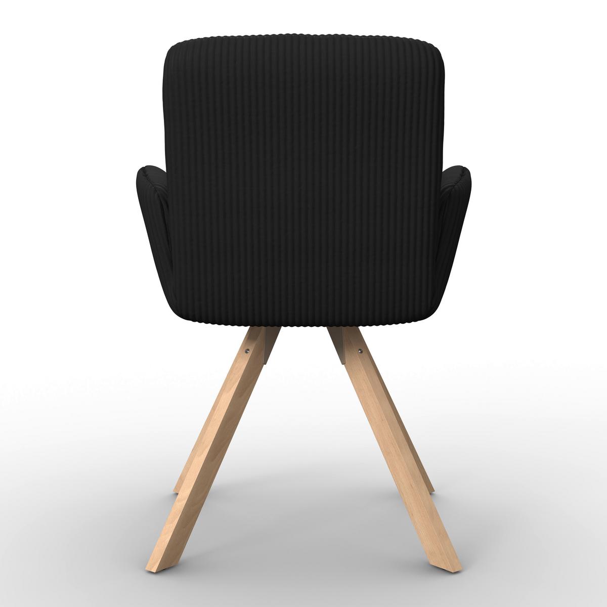 Armlehnstuhl Mairo Schwarz Cord Gepolstert - Buchefarben/Schwarz, MODERN, Holz/Textil (66/62/91cm) - Bessagi Home