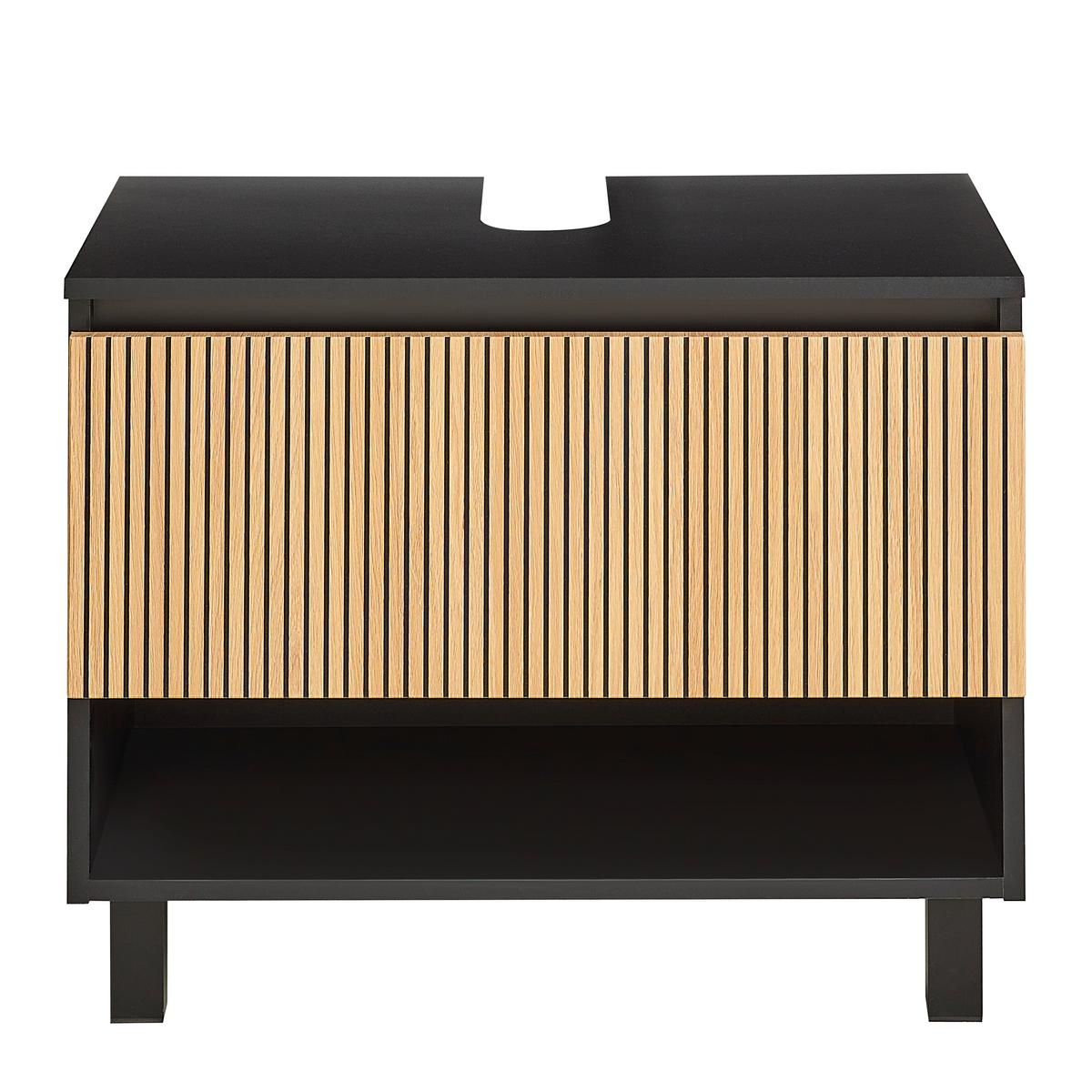 Omarica Za Pod Umivalnik Venezia -Exklusiv- - črna/barve hrasta, Trendi, leseni material (70/60/45cm) - Mömax