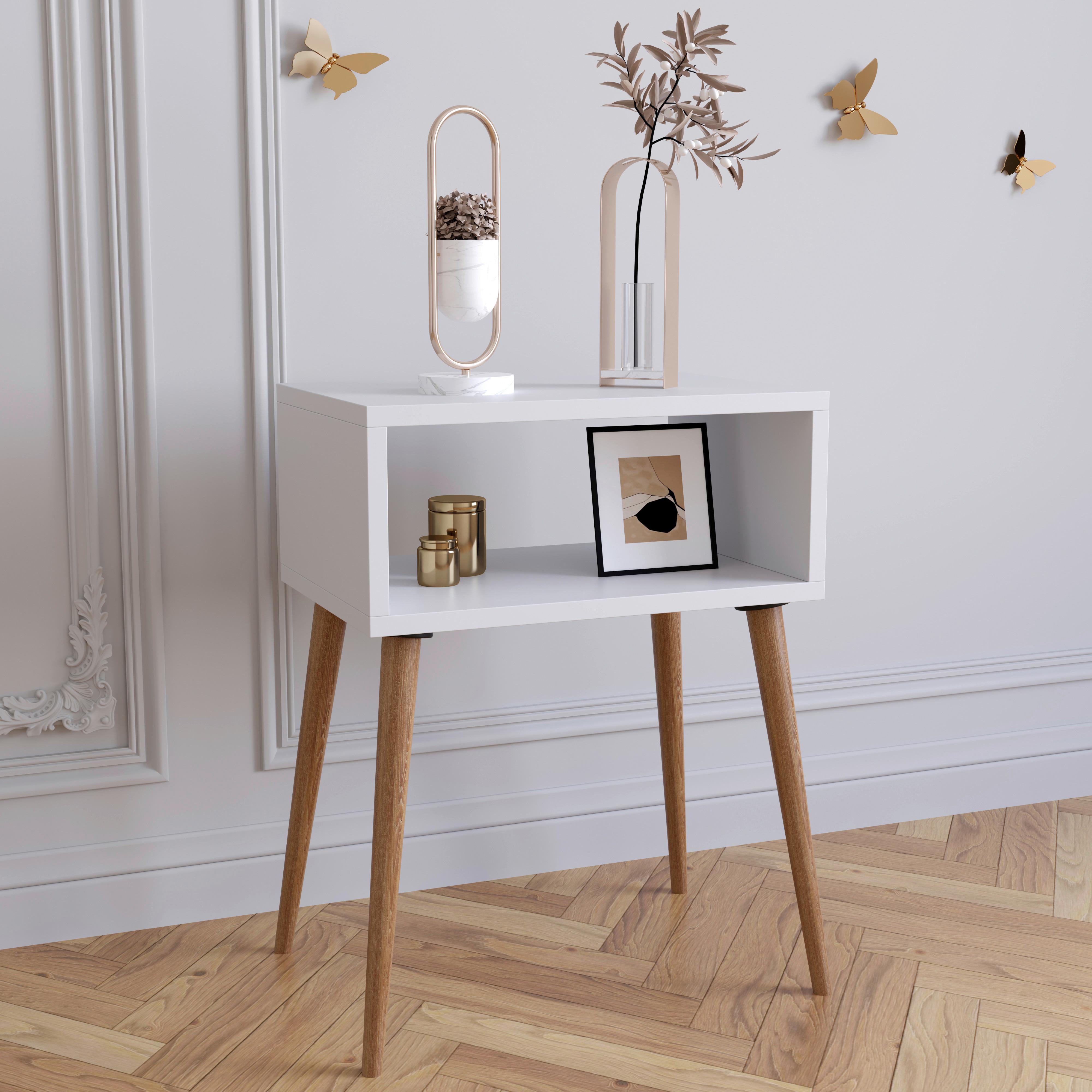 NACHTTISCH SINGOL M - Honigeiche/Weiss, Modern, Holzwerkstoff (44,5/60/30cm) - MID.YOU