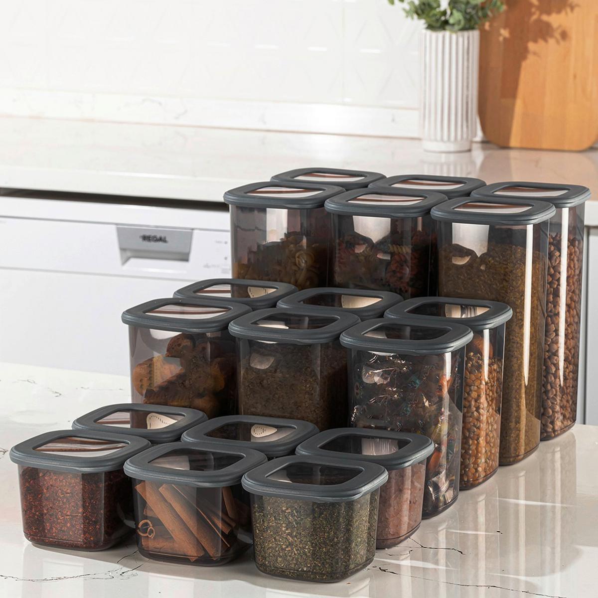 ZESTAW POJEMNIKÓW KUCHENNYCH 3808006502 - antracytowy/przezroczysty, Basics, tworzywo sztuczne (10/10/9.5cm) - P & B