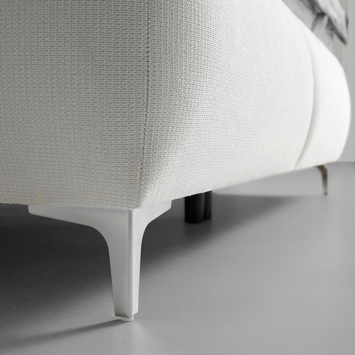 Polsterbett Inez Weiss ca. 180x200cm - Weiss/Silberfarben, Konventionell, Holz/Holzwerkstoff (180/200cm) - Premium Living