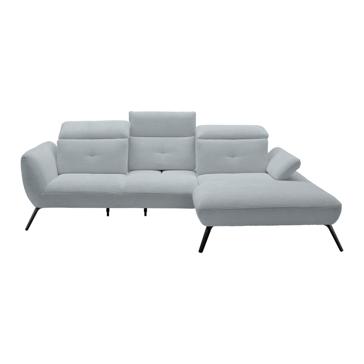 Wohnlandschaft Seattle Silberfarben - Silberfarben/Schwarz, MODERN, Holzwerkstoff/Textil (301/196cm) - Premium Living