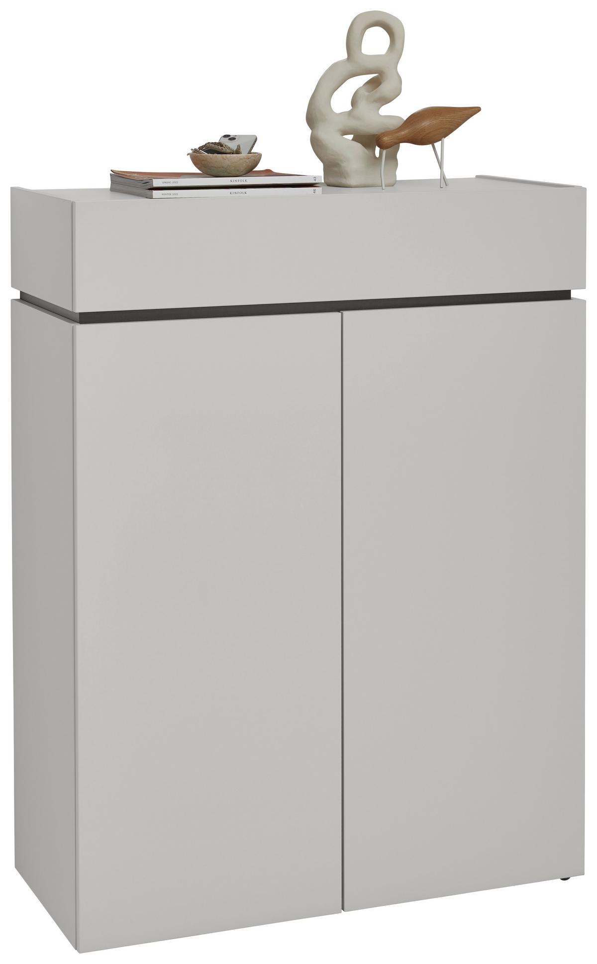 SZAFKA NA BUTY UNIQUE - kaszmir/czarny, Design, materiał drewnopochodny/tworzywo sztuczne (90/121/40cm) - Voleo