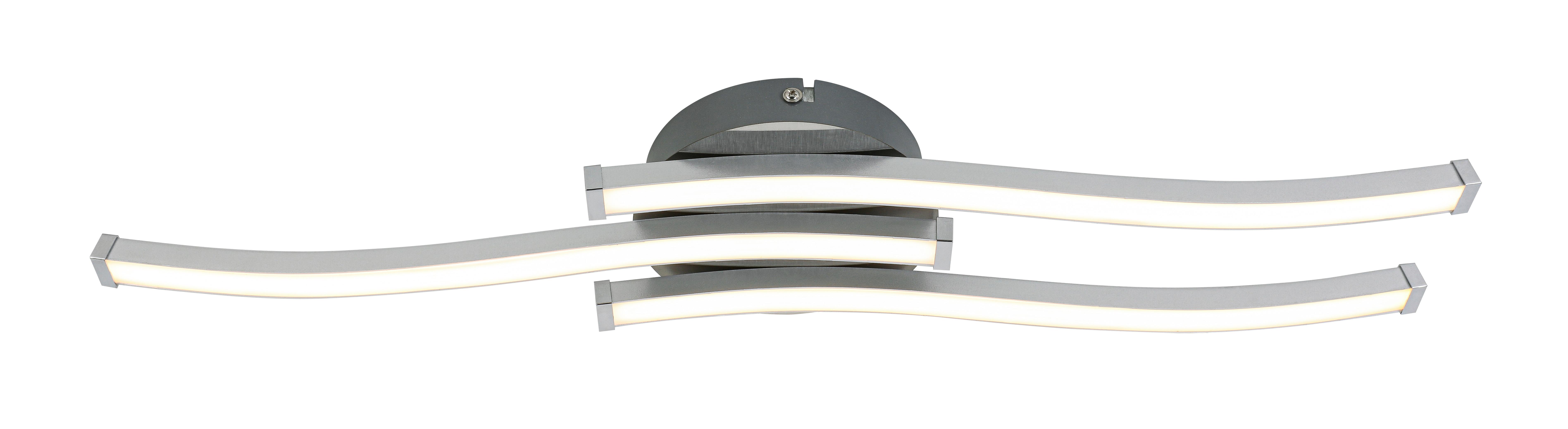 LED-TAKLAMPA ROLLIM - vit/nickelfärgad, Klassisk, metall/plast (14/54,5/6,5cm) - Mömax