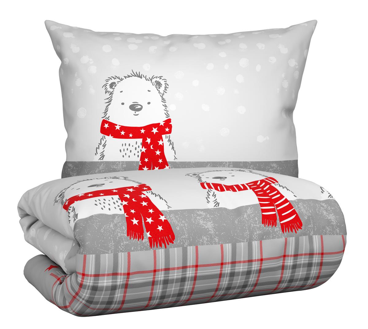 Bettwäscheset Beri Rot/Grau ca. 160x210cm - Rot/Grau, Textil (160/210cm) - Modern Living