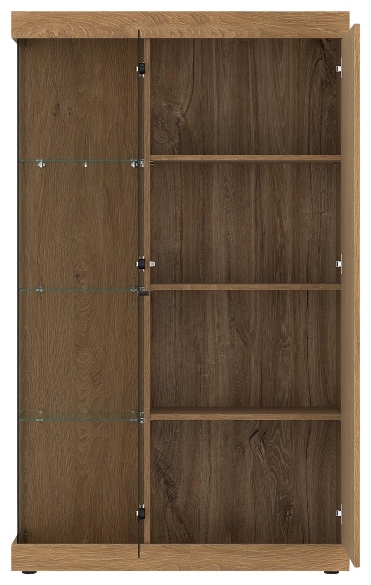 Vitrina Aretta - boje hrasta/crna, Moderno, staklo/drvni materijal (100/166,6/41,8cm) - Modern Living