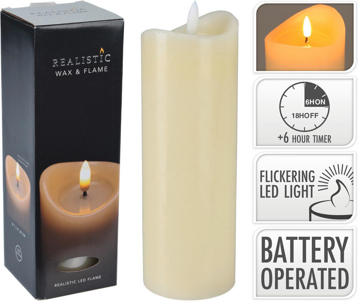 LED-Kerze Sven Creme - Creme, Konventionell, Naturmaterialien (7/20cm)