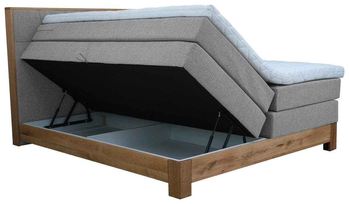 Boxspringbett Cloud Grau ca. 160x200cm - Eichefarben/Grau, KONVENTIONELL, Holz/Holzwerkstoff (160/200cm) - Premium Living