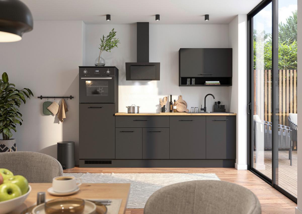 Konyhablokk Gépek Nélkül Berlin Zb 260 Black +bel. - fekete/Artisan tölgy, Design, faalapú anyag/fém (260cm) - MID.YOU