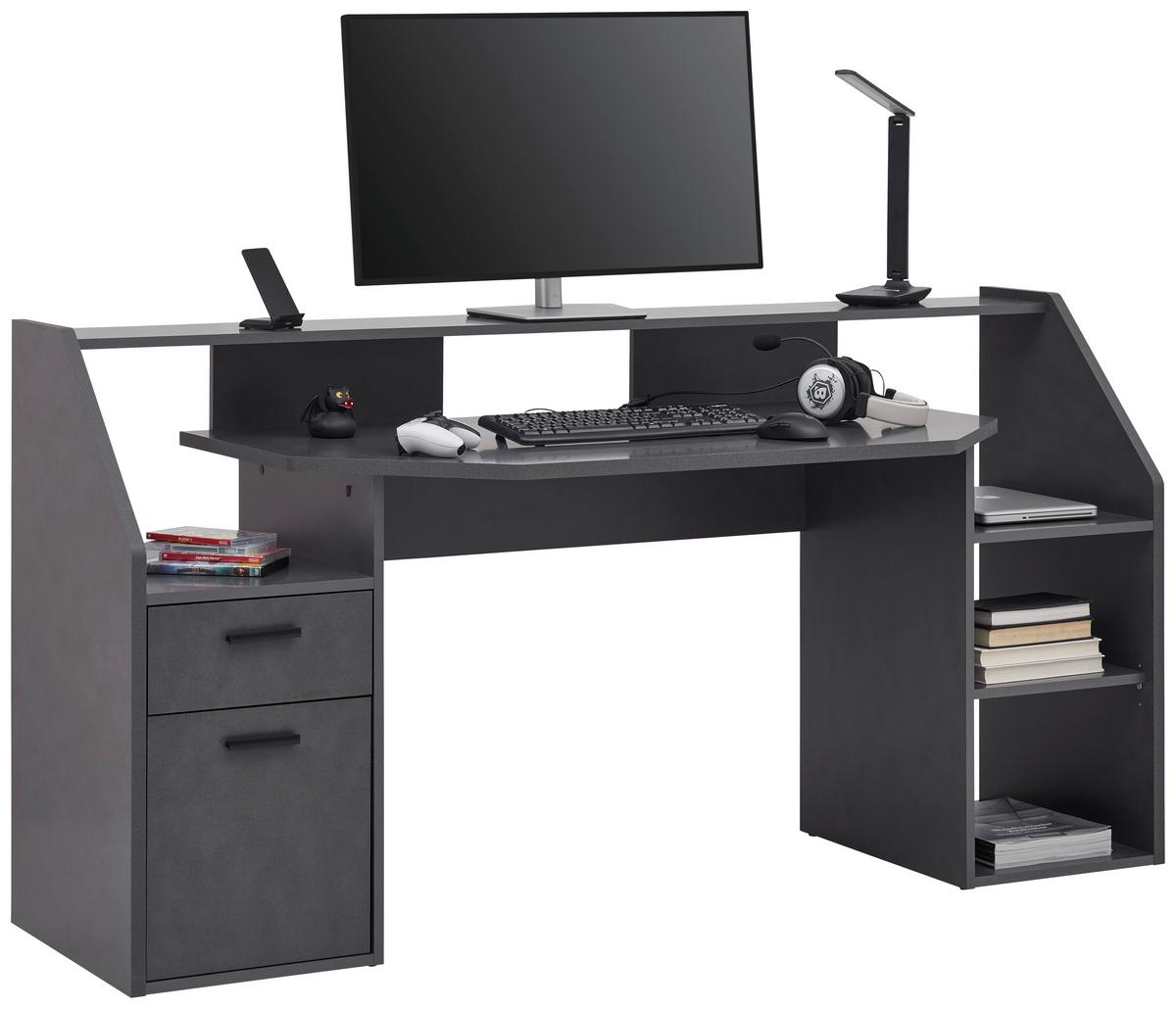 Gaming Tisch Zocker 1 in Materafarben - Modern, Holzwerkstoff/Kunststoff (180/92/68cm) - Mömax