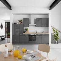 Küchenblock Flash Low m. Geräten Schieferfarben - Schieferfarben/Edelstahlfarben, MODERN, Holzwerkstoff/Metall (300cm) - Nobilia