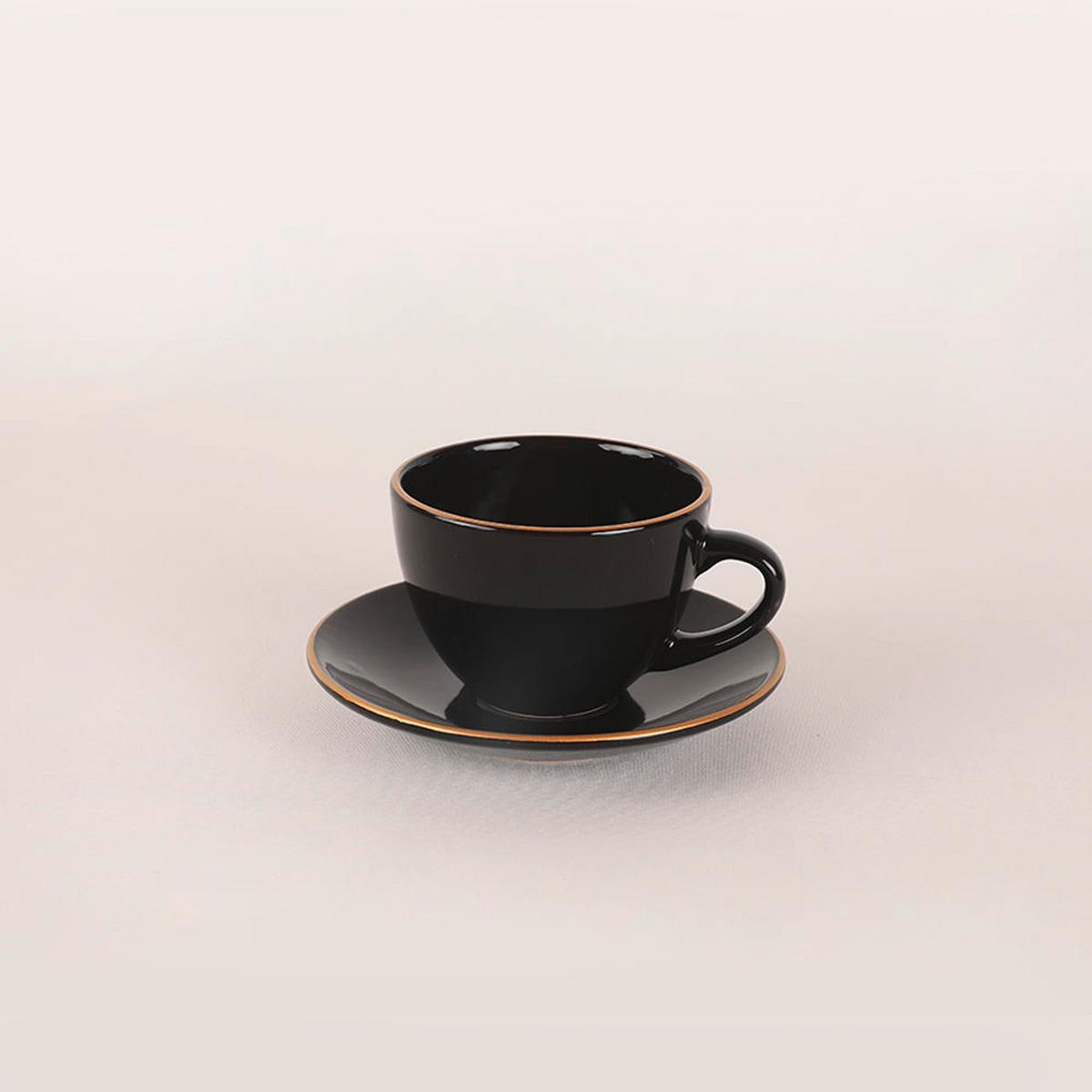 SERWIS OBIADOWO-ŚNIADANIOWY LUSAKA - czarny/kolor złoty, Basics, ceramika (19/19/19cm)
