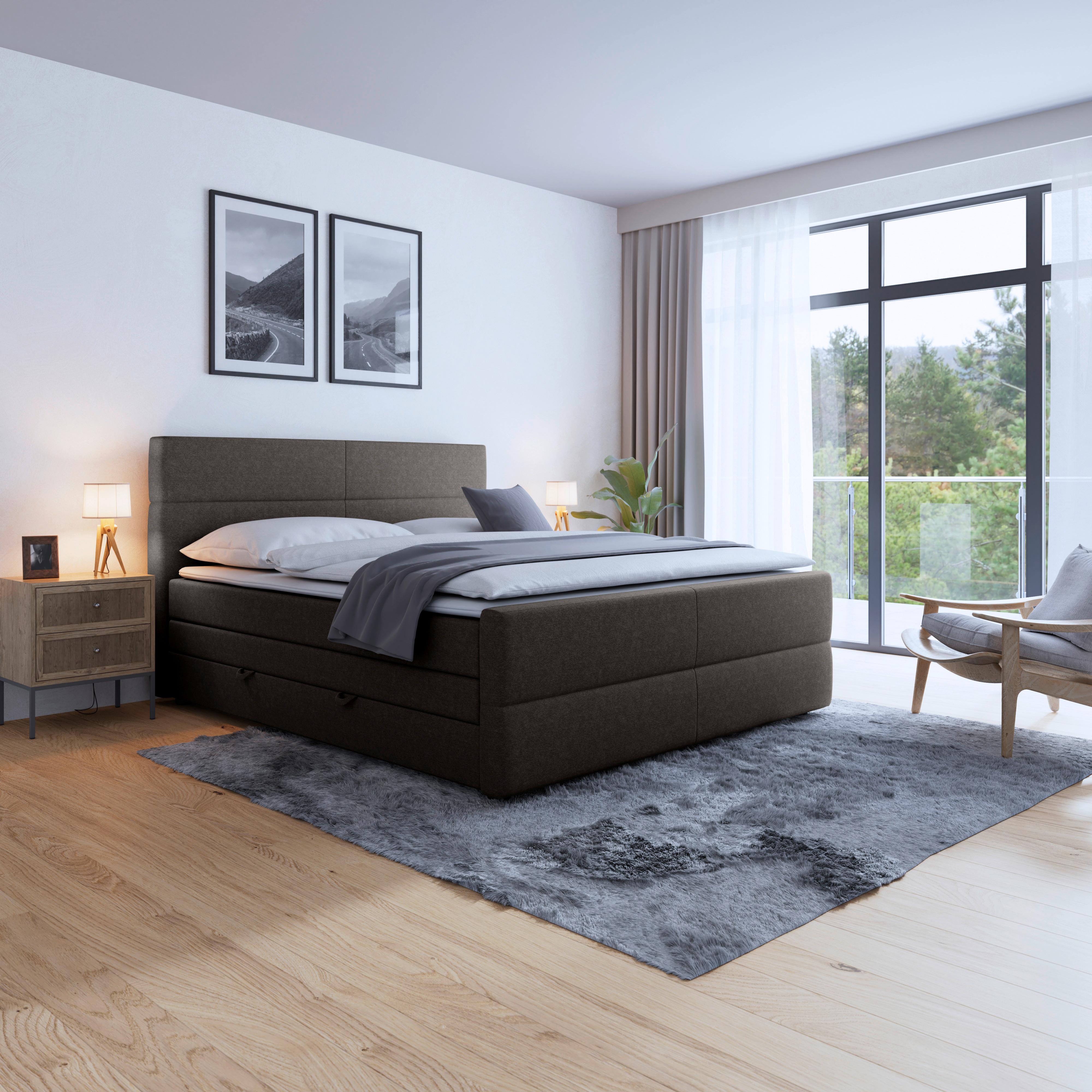 Boxspringbett Verona ca. 180x200 cm Anthrazit - Anthrazit, MODERN, Holz/Kunststoff (180/200cm) - MID.YOU